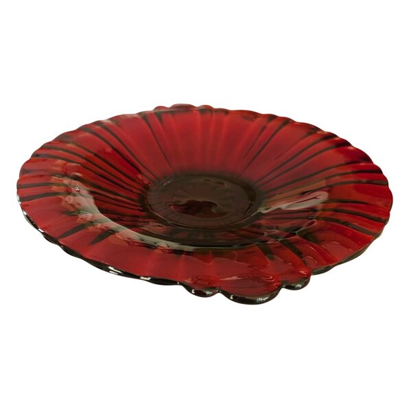 Anchor Hocking Old Cafe Royal Ruby Serving Plate 8.75" Depression glass ribbed s - Picture 2 of 8